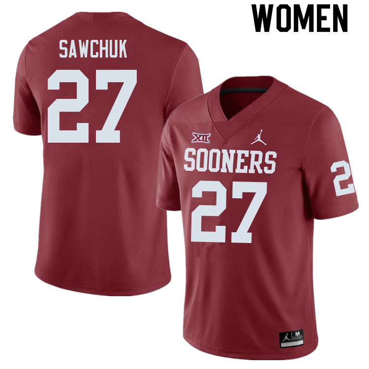 Women #27 Gavin Sawchuk Oklahoma Sooners College Football Jerseys Sale-Crimson